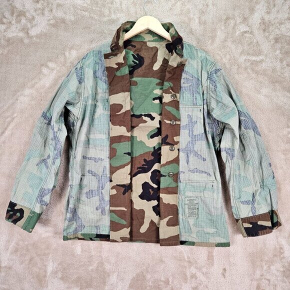 US Military Army Woodland Camouflage Combat Jacket Field Patch Mens Sz L Jungle - Picture 14 of 16